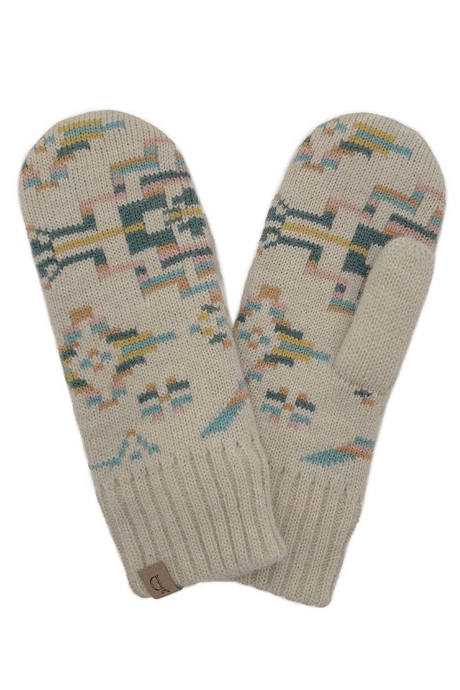 Aztec Mitten with Ribbed Cuff