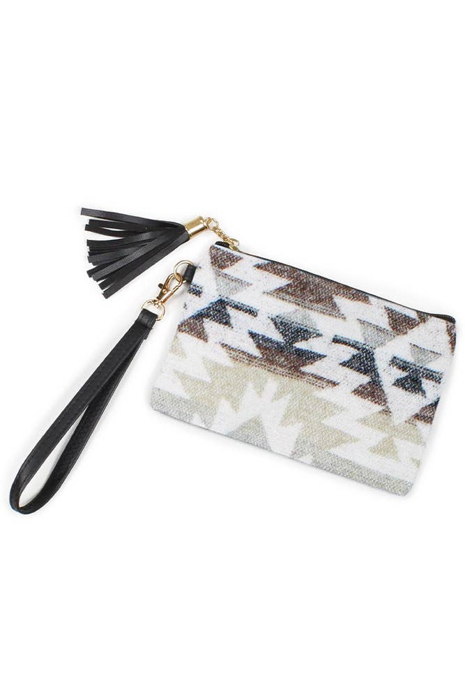 Western Print Pouch Bag with Wristlet