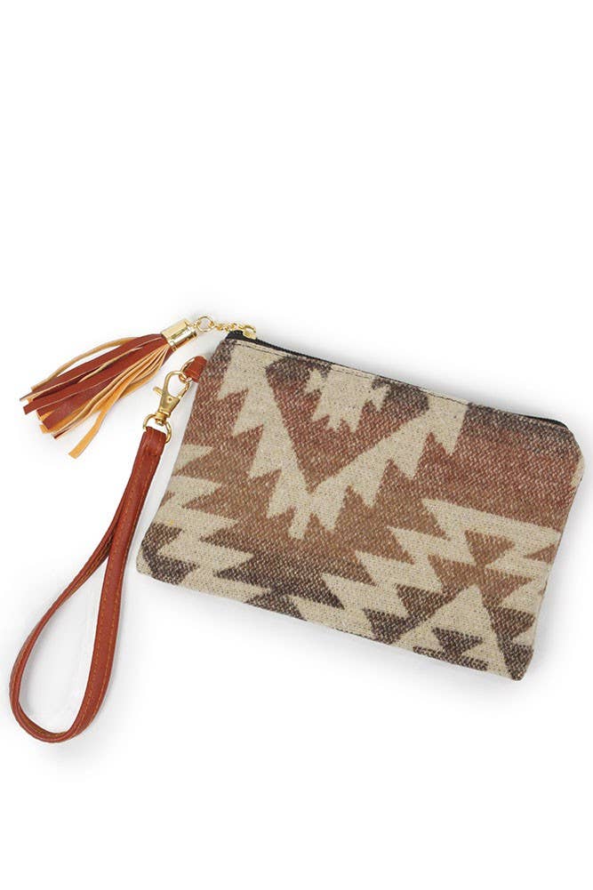 Western Print Pouch Bag with Wristlet