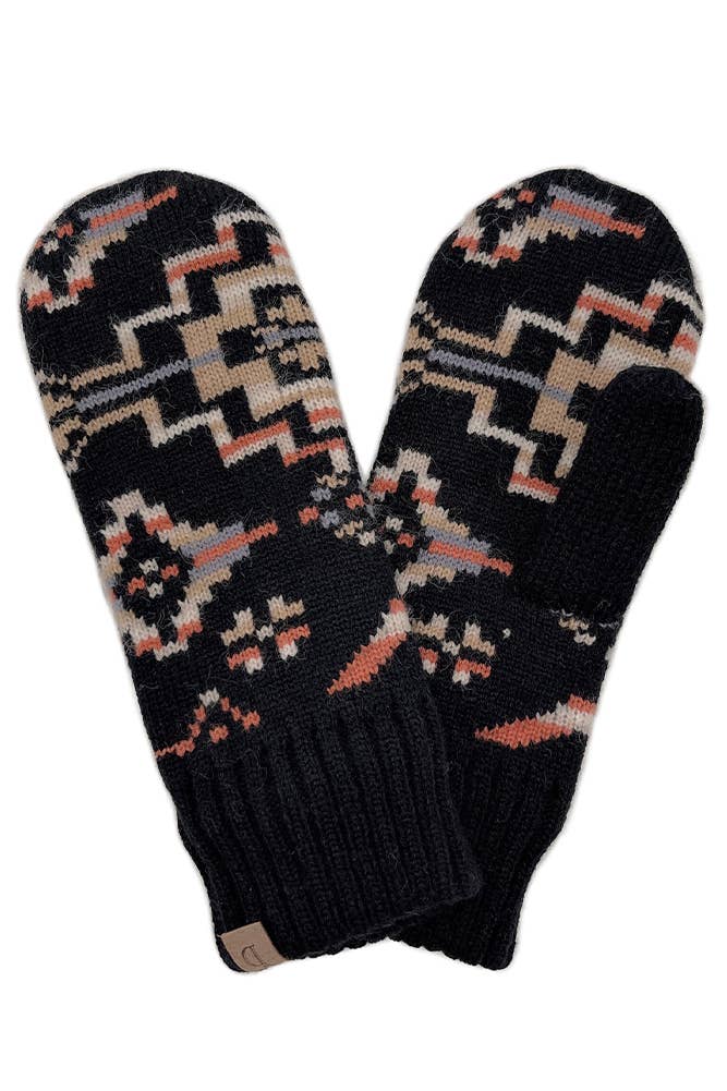 Aztec Mitten with Ribbed Cuff