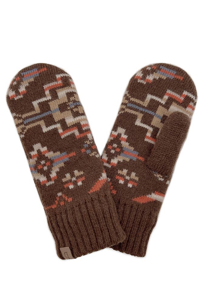 Aztec Mitten with Ribbed Cuff