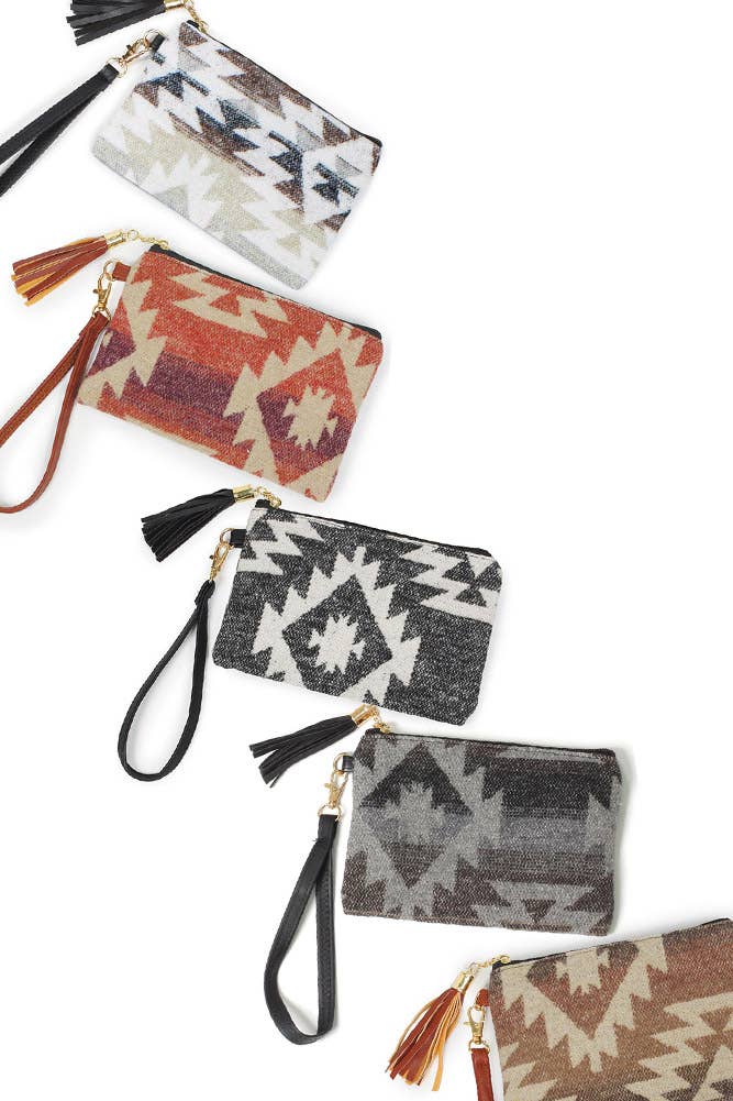 Western Print Pouch Bag with Wristlet