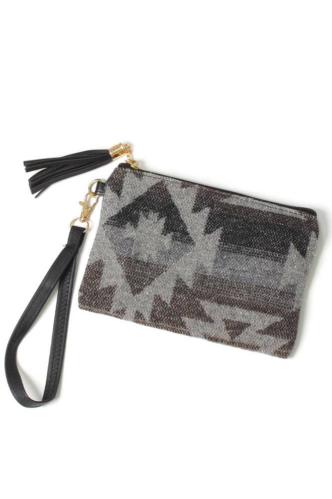 Western Print Pouch Bag with Wristlet