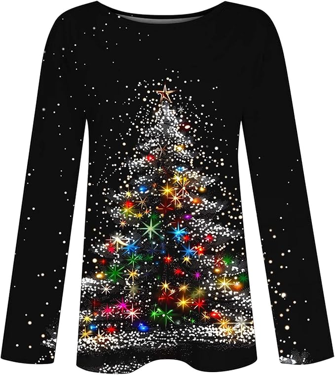 Womens Long Sleeve Christmas Tree Shirt