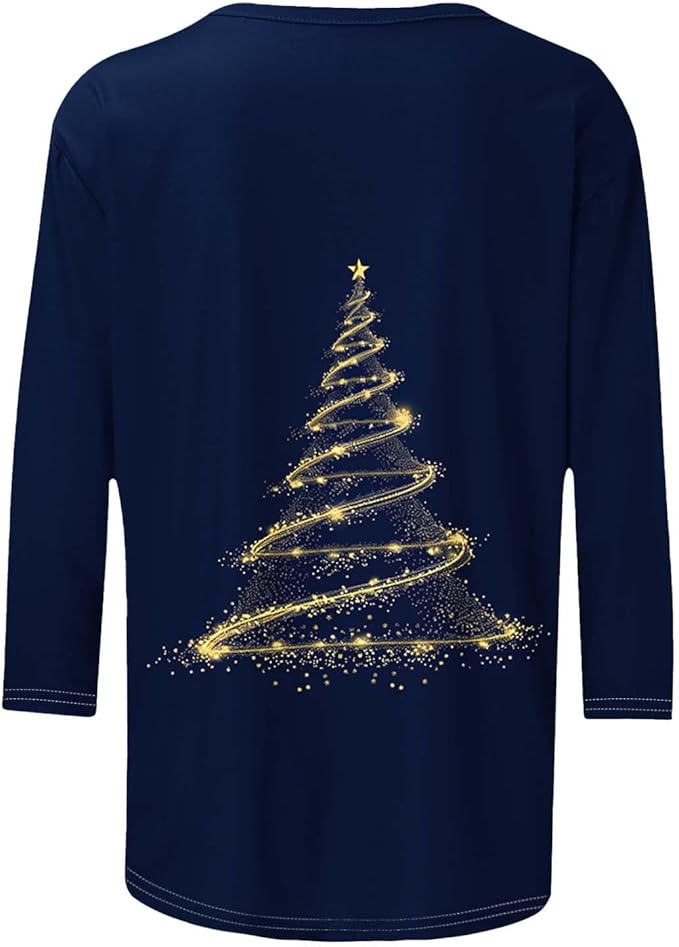 Womens Christmas Tree 3/4 Sleeve Shirt