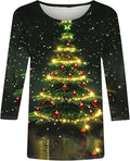 Womens Christmas Tree 3/4 Sleeve Shirt