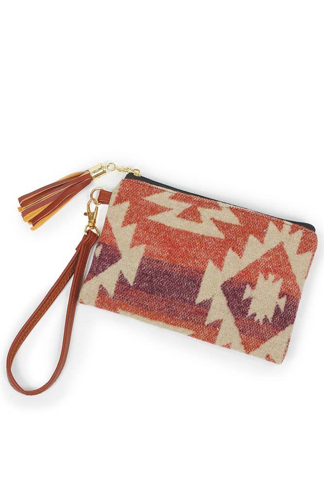 Western Print Pouch Bag with Wristlet