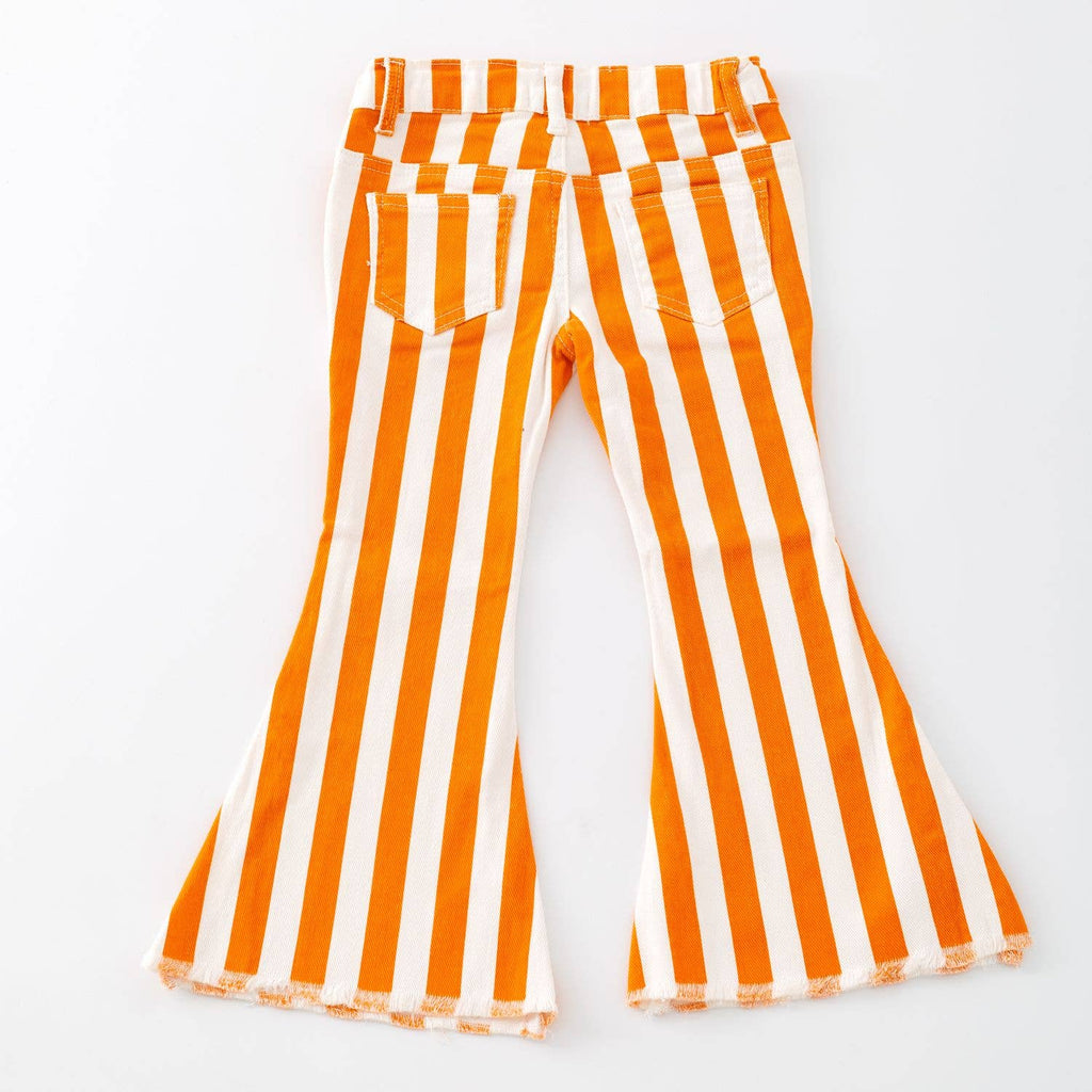 Stripe Orange Denim Flares
