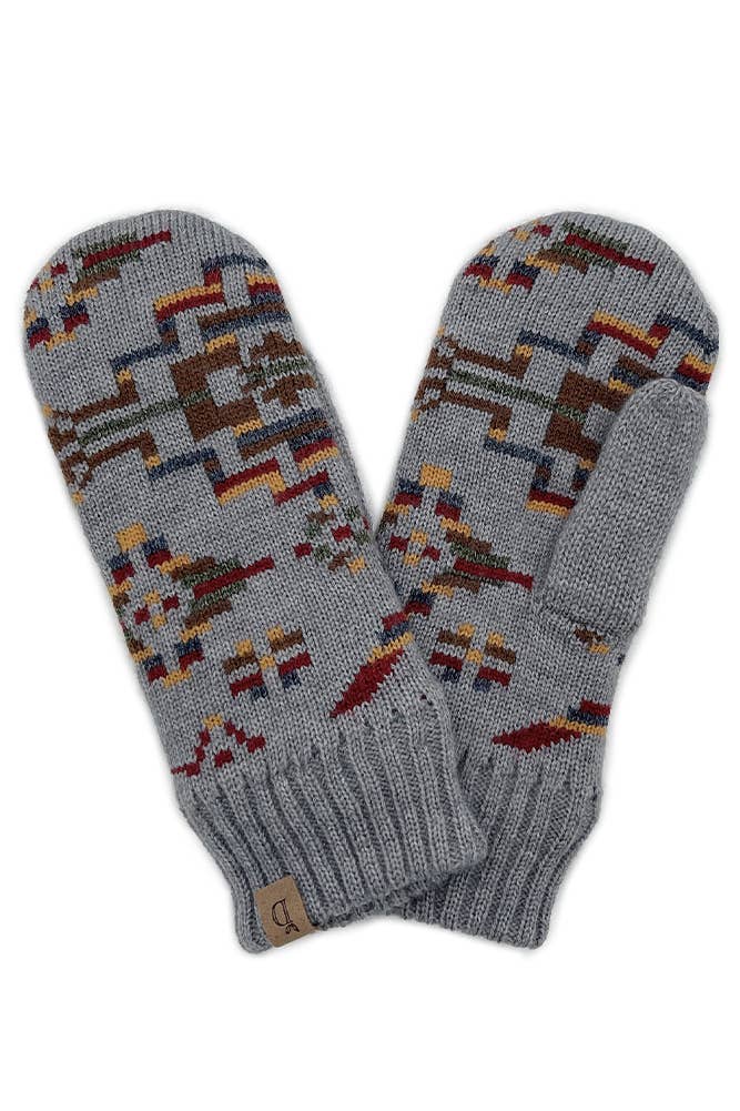 Aztec Mitten with Ribbed Cuff