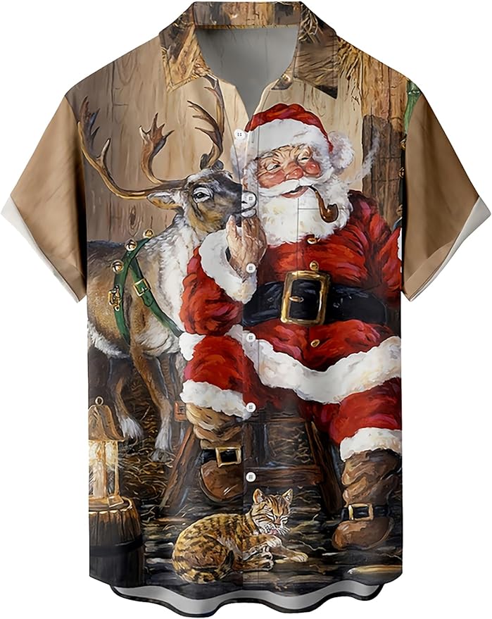 Mens Christmas Button Down Shirt