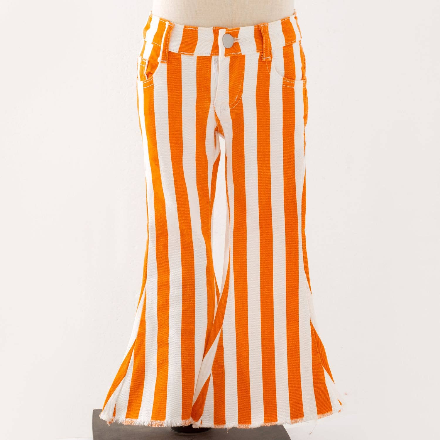 Stripe Orange Denim Flares