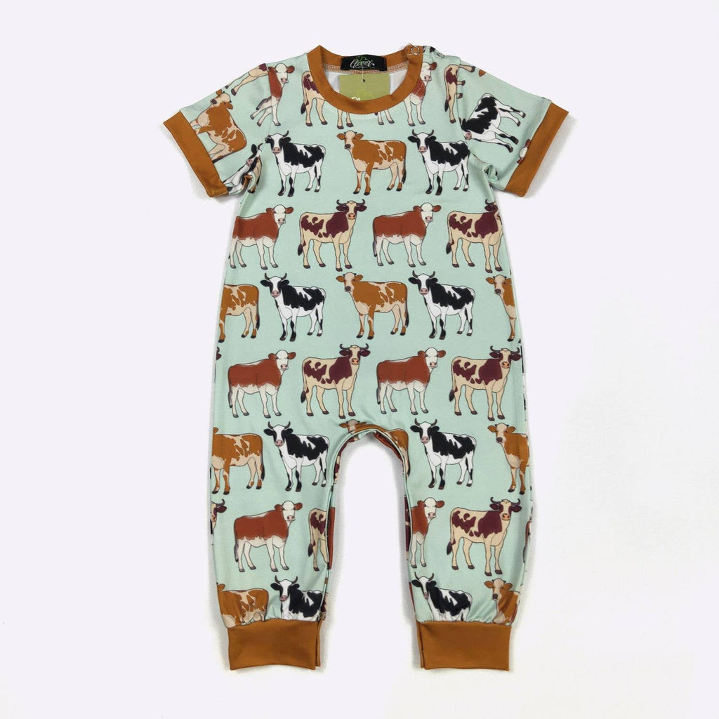 Aqua Cattle Boy Romper