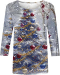 Womens White Christmas Tree 3/4 Sleeve Shirt